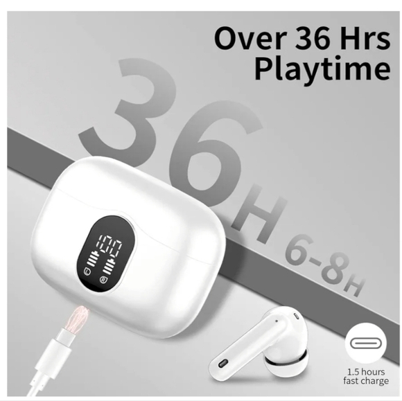 New A3 Pro Wireless Earbuds – Bluetooth 5.4, Noise Canceling & LED Dis  - White - Picture 10 of 12